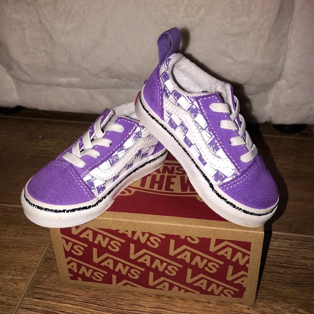 Purple and white toddler Vans. Brand new. Size 5c.